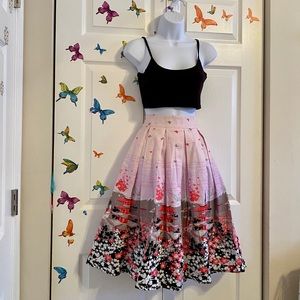 Pink flowered skirt